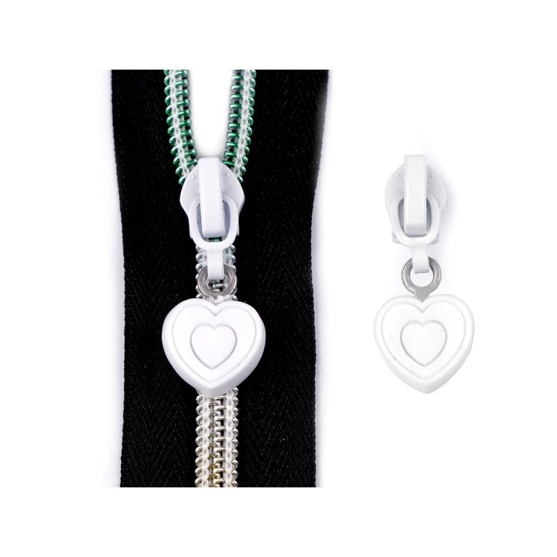 Casa si Gradina - Decoratiuni - DIY - Articole mercerie - Cursor metalic pentru fermoar spiralat 6 mm Inima alba - Infinity.ro