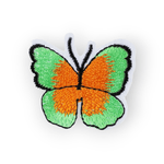 Casa si Gradina - Decoratiuni - DIY - Articole mercerie - Aplicatie termoadeziva brodata, 36 x 40 mm Fluture verde deschis si portocaliu - Infinity.ro