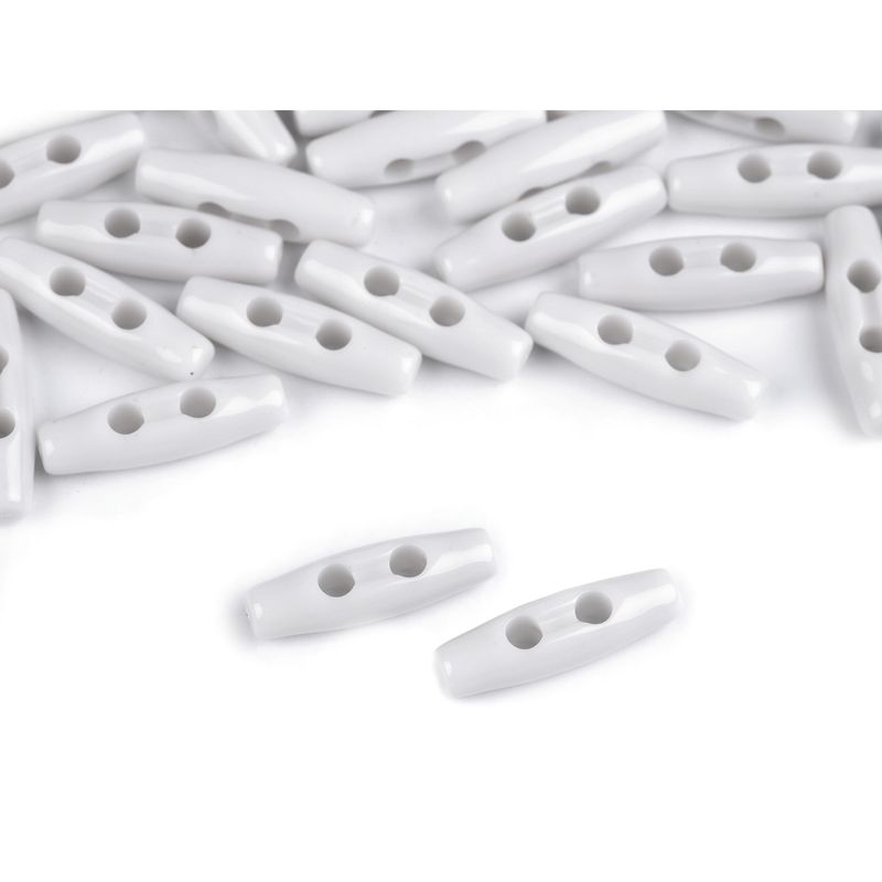 Casa si Gradina - Decoratiuni - DIY - Articole mercerie - Set 10 nasturi ovali din plastic, tip maslina 7 x 24 mm Alb - Infinity.ro