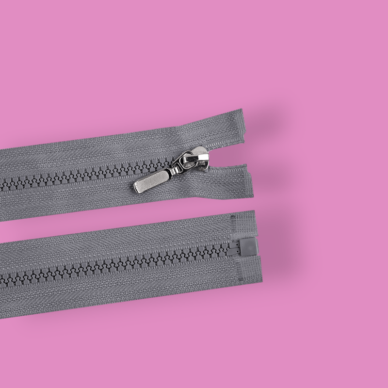 Casa si Gradina - Decoratiuni - DIY - Articole mercerie - Fermoar detasabil din plastic cu glisor decorativ, lungime 70 cm, Gri - Infinity.ro