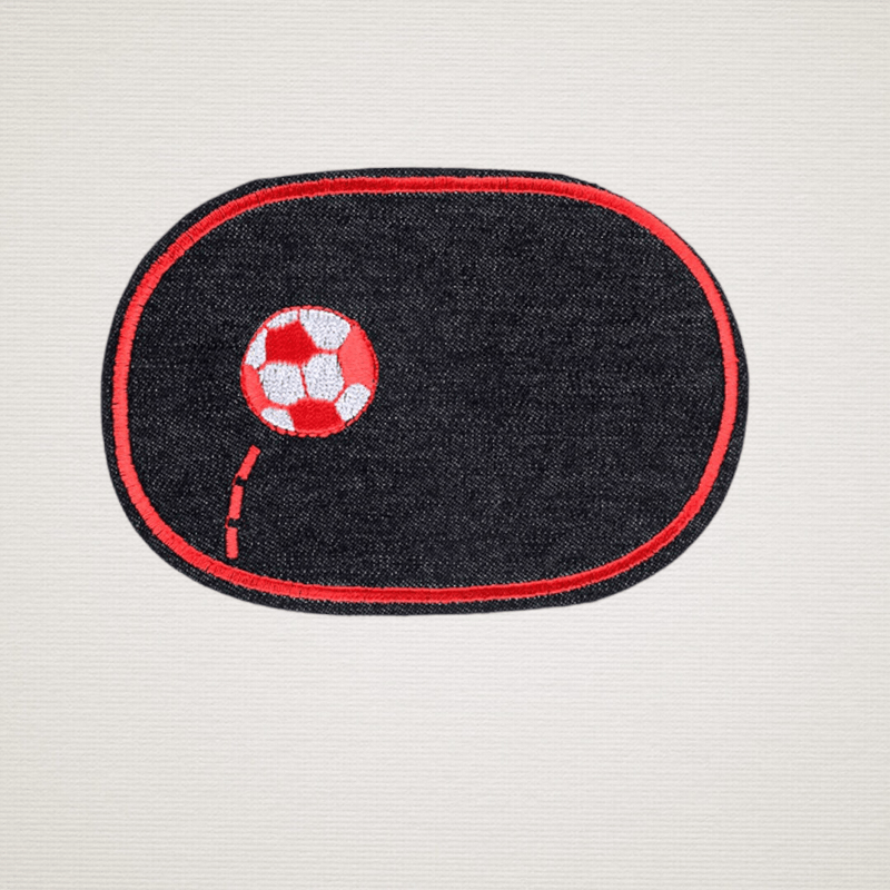 Casa si Gradina - Decoratiuni - DIY - Articole mercerie - Petic termoadeziv Jeans, aplicatie cu minge, 7,8 x 12 cm Negru - Infinity.ro