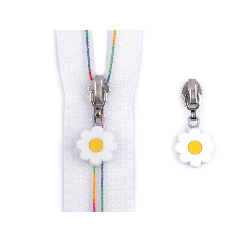 Casa si Gradina - Decoratiuni - DIY - Articole mercerie - Cursor metalic pentru fermoar spiralat 6 mm Floare alba - Infinity.ro