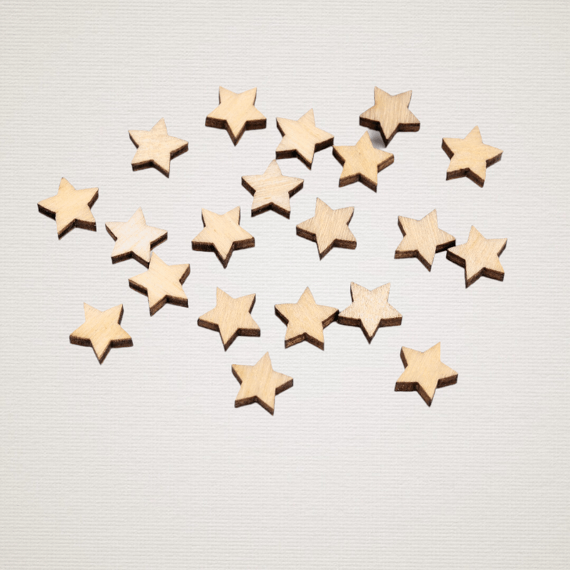 Jucarii, Copii si Bebe - Jucarii si jocuri - Jucarii & jocuri educative - Seturi de artizanat - Set 20 mini stelute din lemn pentru lipit 10 mm, Natur - Infinity.ro