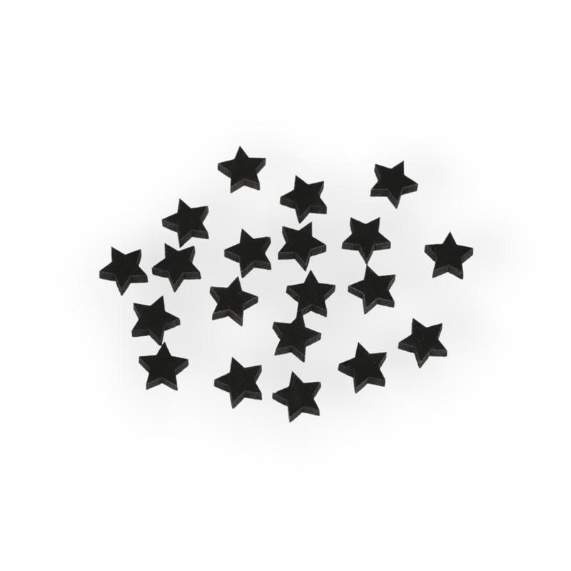 Jucarii, Copii si Bebe - Jucarii si jocuri - Jucarii & jocuri educative - Seturi de artizanat - Set 20 mini stelute din lemn pentru lipit 10 mm, Negru - Infinity.ro