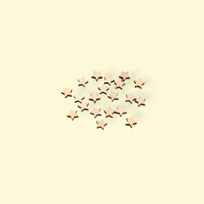 Jucarii, Copii si Bebe - Jucarii si jocuri - Jucarii & jocuri educative - Seturi de artizanat - Set 20 mini stelute din lemn pentru lipit 10 mm, Natur - Infinity.ro