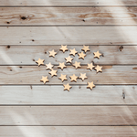 Jucarii, Copii si Bebe - Jucarii si jocuri - Jucarii & jocuri educative - Seturi de artizanat - Set 20 mini stelute din lemn pentru lipit 10 mm, Natur - Infinity.ro
