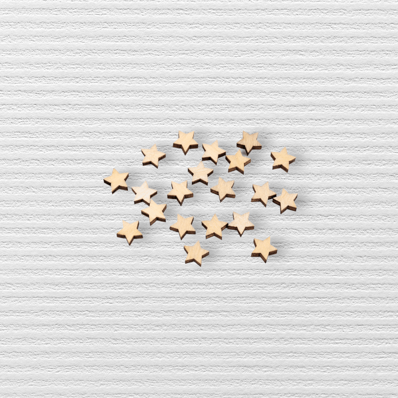 Jucarii, Copii si Bebe - Jucarii si jocuri - Jucarii & jocuri educative - Seturi de artizanat - Set 20 mini stelute din lemn pentru lipit 10 mm, Natur - Infinity.ro