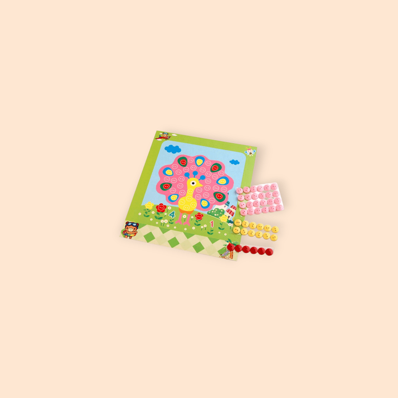 Jucarii, Copii si Bebe - Jucarii si jocuri - Jucarii & jocuri educative - Seturi de artizanat - Set creativ adeziv pentru copii +3 ani, Paun - Infinity.ro