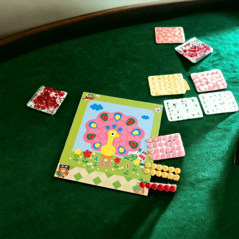 Jucarii, Copii si Bebe - Jucarii si jocuri - Jucarii & jocuri educative - Seturi de artizanat - Set creativ adeziv pentru copii +3 ani, Paun - Infinity.ro