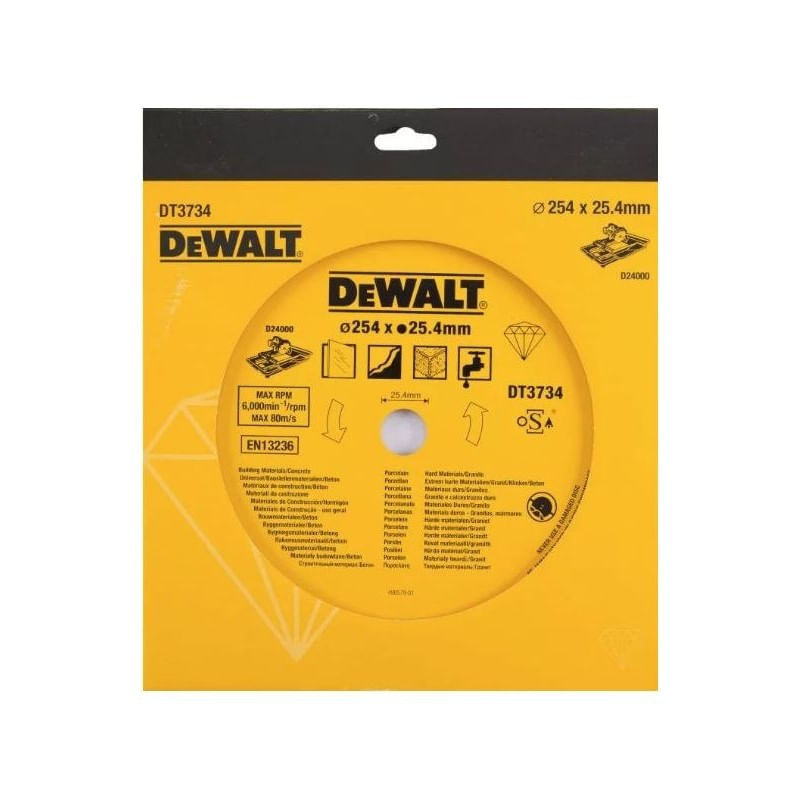 Casa si Gradina - Constructii - Scule electrice si accesorii - Accesorii fierastraie electrice - DeWALT - Disc taiere 250mm pentru portelan/piatra [DT3734-XJ] - Infinity.ro