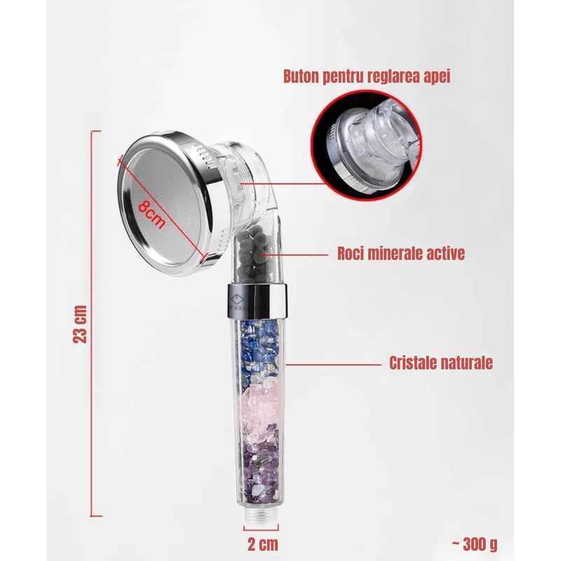 Casa si Gradina - Sanitare - Cazi si cabine de dus - Coloane si seturi de dus - Para de dus EMCE Galaxy cu pietre semipretioase, Cristale Chakra, Ametist, Lapis Lazuli, Quart Roz, 3 moduri distribuire - Infinity.ro