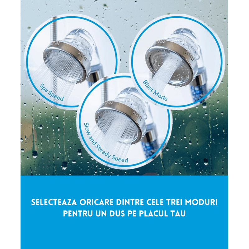 Casa si Gradina - Sanitare - Cazi si cabine de dus - Coloane si seturi de dus - Para de dus EMCE Galaxy cu pietre semipretioase, Cristale Chakra, Ametist, Lapis Lazuli, Quart Roz, 3 moduri distribuire - Infinity.ro