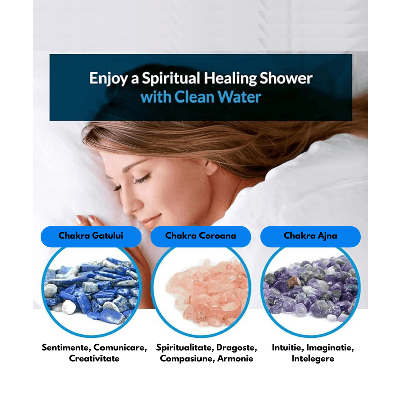 Casa si Gradina - Sanitare - Cazi si cabine de dus - Coloane si seturi de dus - Para de dus EMCE Galaxy cu pietre semipretioase, Cristale Chakra, Ametist, Lapis Lazuli, Quart Roz, 3 moduri distribuire - Infinity.ro