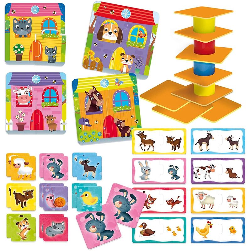 Jucarii, Copii si Bebe - Jucarii si jocuri - Jucarii & jocuri educative - Jocuri de memorie si inteligenta - Joc de logica 4 in 1 - Animalute jucause - Infinity.ro