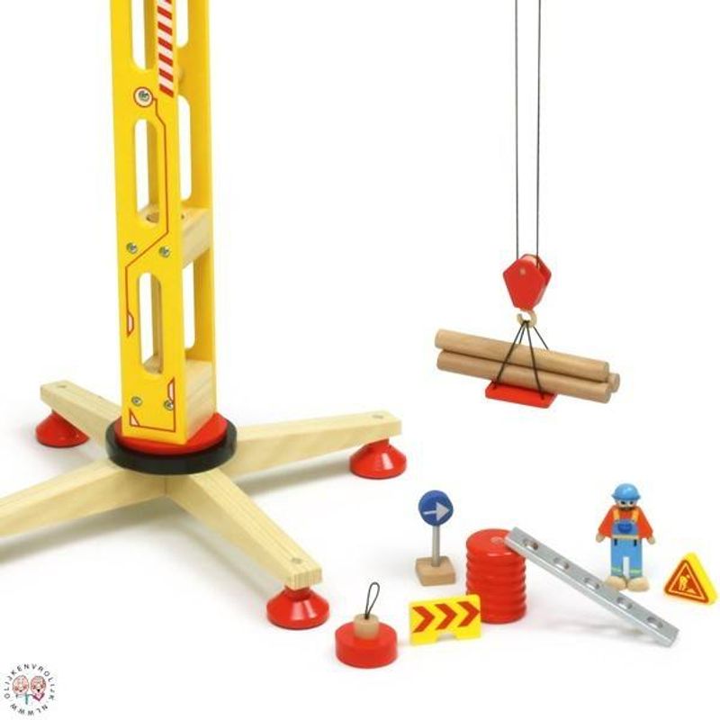 Jucarii, Copii si Bebe - Jucarii si jocuri - Vehicule si jucarii cu telecomanda - Utilaje constructie de jucarie - Macara din lemn pentru copii - Pretios pentru - Infinity.ro