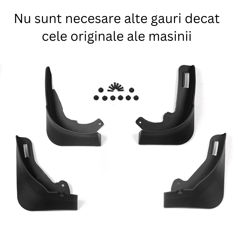 Auto si Moto - Piese auto si accesorii - Caroserie - Alte accesorii caroserie - Set 4 aparatori noroi pentru Tesla Model Y, clipsuri pentru instalare incluse, fata si spate, din plastic, BRAGUS, negre - Infinity.ro