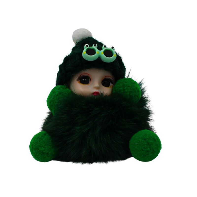 Fashion, accesorii si bijuterii - Femei - Accesorii femei - Alte accesorii femei - Breloc puf verde inchis model bebelus - Infinity.ro