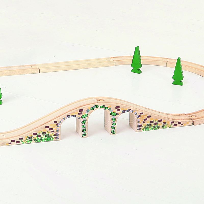 Jucarii, Copii si Bebe - Jucarii si jocuri - Vehicule si jucarii cu telecomanda - Trenulete de jucarie - Pod cu arcade - accesoriu traseu sine de lemn - Infinity.ro