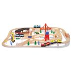 Jucarii, Copii si Bebe - Jucarii si jocuri - Vehicule si jucarii cu telecomanda - Trenulete de jucarie - Set Trenulet din lemn cu depou Melissa and Doug - Infinity.ro