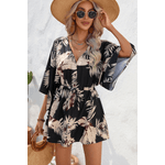 Fashion, accesorii si bijuterii - Femei - Imbracaminte femei - Rochii femei - Rochie de vara, de dama, Ava-Stars ®, Scurta cu decolteu in V si maneci vaporoase, Fina si Usoara, Marimea L, Negru - Infinity.ro