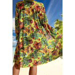 Fashion, accesorii si bijuterii - Femei - Lenjerie si pijamale femei - Costume de baie femei - Costum de baie dama, Ava-Stars ®, Sutien tip bustiera si slip talie inalta, Camasa vaporoasa, 3 piese, L, Galben Floral - Infinity.ro