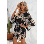 Fashion, accesorii si bijuterii - Femei - Imbracaminte femei - Rochii femei - Rochie de vara, de dama, Ava-Stars ®, Scurta cu decolteu in V si maneci vaporoase, Fina si Usoara, Marimea L, Negru - Infinity.ro