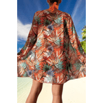 Fashion, accesorii si bijuterii - Femei - Lenjerie si pijamale femei - Costume de baie femei - Costum de baie dama, Ava-Stars, Sutien bustiera si slip talie inalta, Camasa vaporoasa, 3 piese, XL, Portocaliu Floral - Infinity.ro