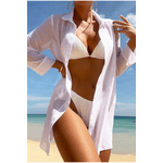 Fashion, accesorii si bijuterii - Femei - Lenjerie si pijamale femei - Costume de baie femei - Costum de baie dama, Ava-Stars ®, Sutien si slip ajustabil, Camasa vaporoasa, 3 piese, Marimea XL, Alb - Infinity.ro