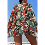 Fashion, accesorii si bijuterii - Femei - Lenjerie si pijamale femei - Costume de baie femei - Costum de baie dama, Ava-Stars ®, Sutien tip bustiera si slip talie inalta, Camasa vaporoasa, 3 piese, L, Negru Floral - Infinity.ro