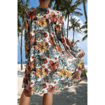 Fashion, accesorii si bijuterii - Femei - Lenjerie si pijamale femei - Costume de baie femei - Costum de baie dama, Ava-Stars ®, Sutien tip bustiera si slip talie inalta, Camasa vaporoasa, 3 piese, L, Alb Floral - Infinity.ro