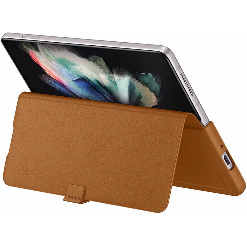 Laptop, Telefoane si Tablete - Telefoane mobile si accesorii - Accesorii Telefoane - Huse telefoane - Husa de protectie pentru Samsung Galaxy Z Fold3, Leather Flip Cover, Maro - Infinity.ro