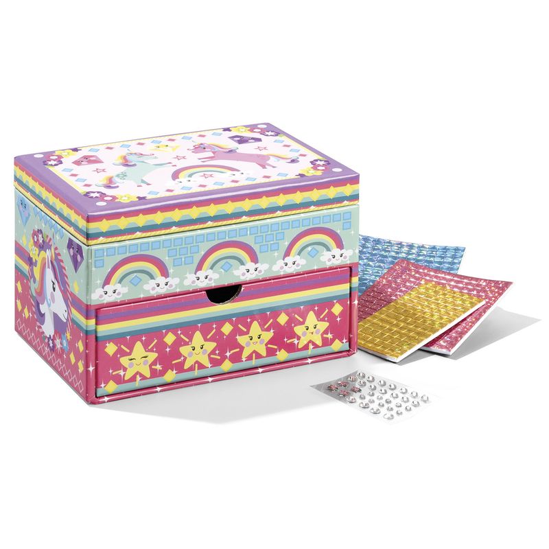 Jucarii, Copii si Bebe - Jucarii si jocuri - Jucarii & jocuri educative - Seturi de artizanat - Set creativ DIY Decoreaza propria cutie de bijuterii cu unicorni - Infinity.ro