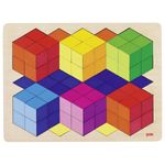 Jucarii, Copii si Bebe - Jucarii si jocuri - Jocuri si puzzle - Puzzle - Puzzle din lemn cu figuri geometrice 3D in plan - 86 piese - Infinity.ro