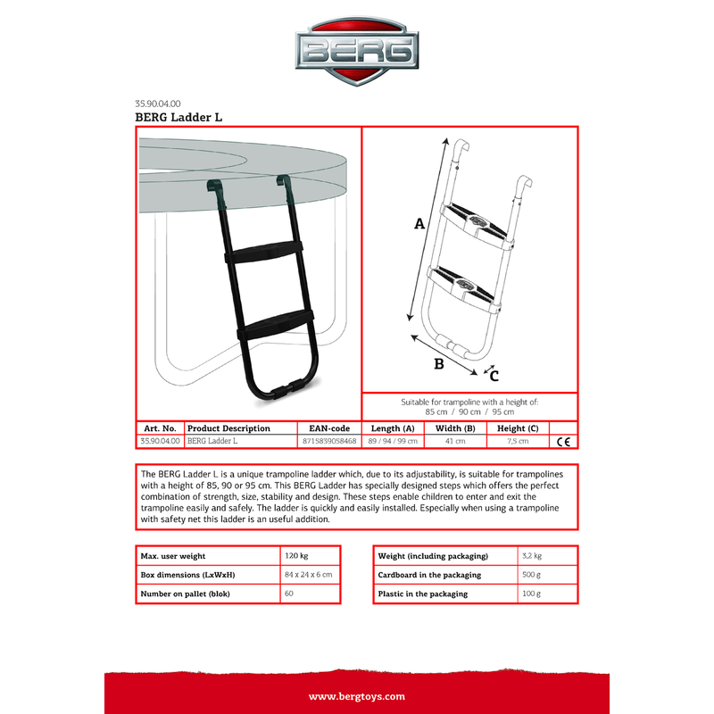 Jucarii, Copii si Bebe - Jucarii si jocuri - Jucarii de exterior - Trambuline copii - Scara forma L pentru trambulina - Infinity.ro
