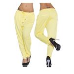 Fashion, accesorii si bijuterii/Femei/Imbracaminte femei/Pantaloni femei - Pantaloni salvari lungi cu siret, galbeni, M - Infinity.ro