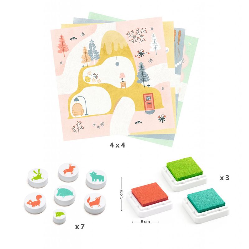 Jucarii, Copii si Bebe - Jucarii si jocuri - Jucarii & jocuri educative - Jucarii interactive - Joc creativ cu stampile Djeco, Animale din padure - Infinity.ro