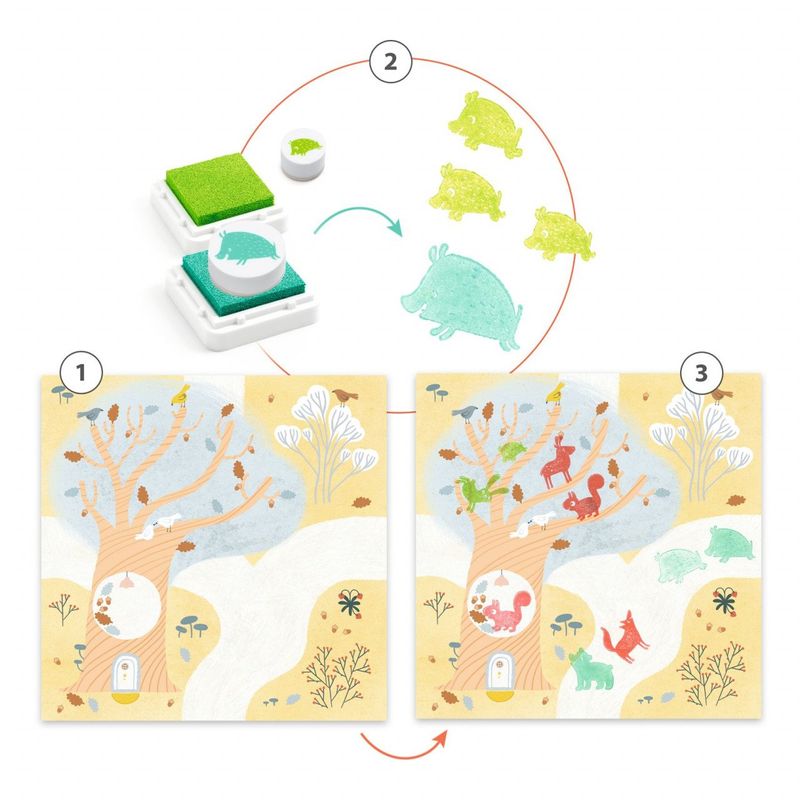 Jucarii, Copii si Bebe - Jucarii si jocuri - Jucarii & jocuri educative - Jucarii interactive - Joc creativ cu stampile Djeco, Animale din padure - Infinity.ro