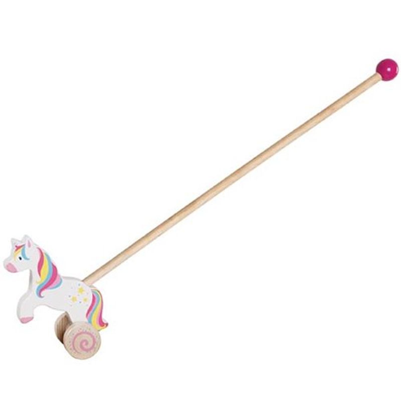 Jucarii, Copii si Bebe - Jucarii si jocuri - Jucarii bebelusi - Jucarii de tras/impins - Jucarie de impins din lemn cu bat-Unicorn - Infinity.ro