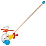 Jucarii, Copii si Bebe - Jucarii si jocuri - Jucarii bebelusi - Jucarii de tras/impins - Jucarie de impins din lemn cu bat- Elicopter - Infinity.ro