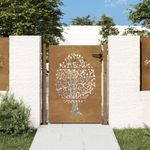 Casa si Gradina - Gradina si terasa - Garduri, panouri si accesorii - Poarta pentru gradina, 105x155 cm, otel corten, model copac - Infinity.ro