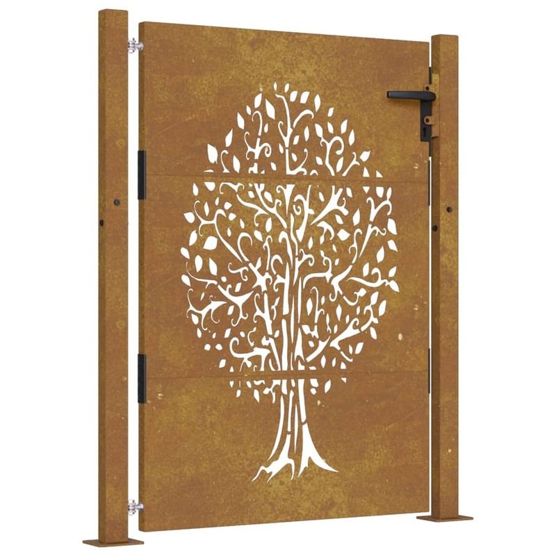Casa si Gradina - Gradina si terasa - Garduri, panouri si accesorii - Poarta pentru gradina, 105x155 cm, otel corten, model copac - Infinity.ro