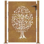 Casa si Gradina - Gradina si terasa - Garduri, panouri si accesorii - Poarta pentru gradina, 105x155 cm, otel corten, model copac - Infinity.ro