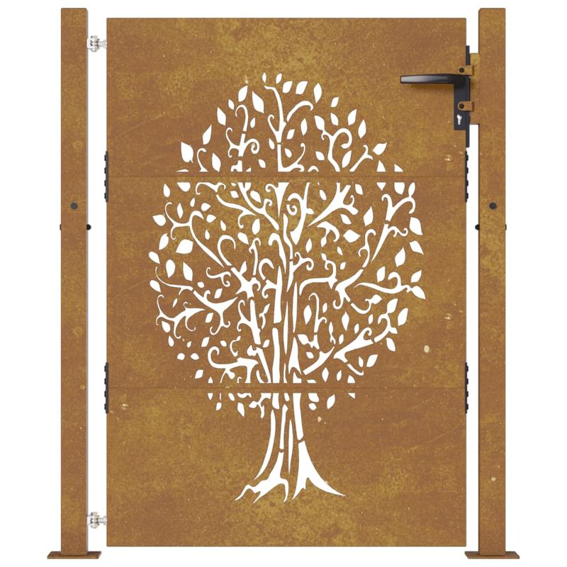 Casa si Gradina - Gradina si terasa - Garduri, panouri si accesorii - Poarta pentru gradina, 105x155 cm, otel corten, model copac - Infinity.ro