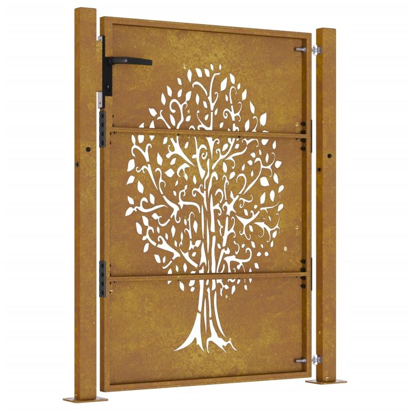 Casa si Gradina - Gradina si terasa - Garduri, panouri si accesorii - Poarta pentru gradina, 105x155 cm, otel corten, model copac - Infinity.ro