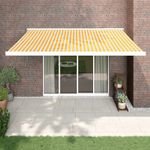 Casa si Gradina - Gradina si terasa - Umbrele si pavilioane - Umbrele - Copertina retractabila, 4x3 m, textil/aluminiu, galben și alb, model cadru alb - Infinity.ro