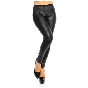 Pantaloni dama model skinny cu aspect metalic