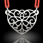 Fashion, accesorii si bijuterii - Femei - Bijuterii femei - Pandantive femei - Pandantiv din argint cu snur model Inima dantelata - Infinity.ro