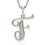 Fashion, accesorii si bijuterii - Femei - Bijuterii femei - Coliere femei - Colier din argint cu pandantiv Initiala F - Infinity.ro