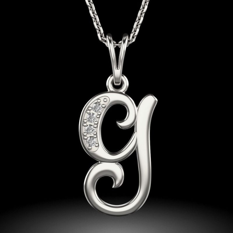 Fashion, accesorii si bijuterii - Femei - Bijuterii femei - Coliere femei - Colier din argint cu pandantiv Initiala G - Infinity.ro