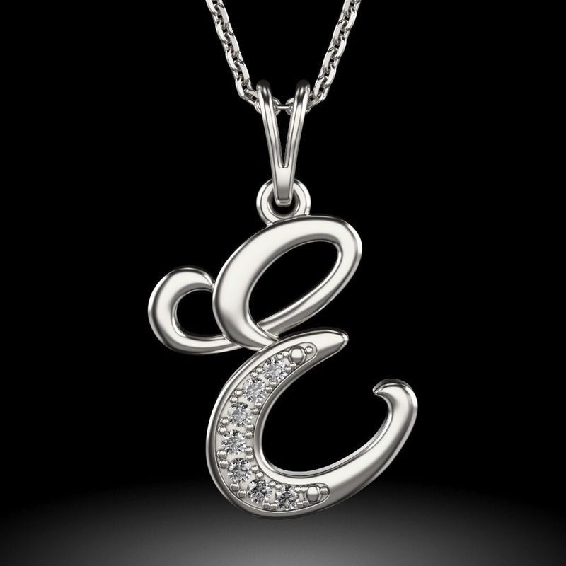 Fashion, accesorii si bijuterii - Femei - Bijuterii femei - Coliere femei - Colier din argint cu pandantiv Initiala E - Infinity.ro
